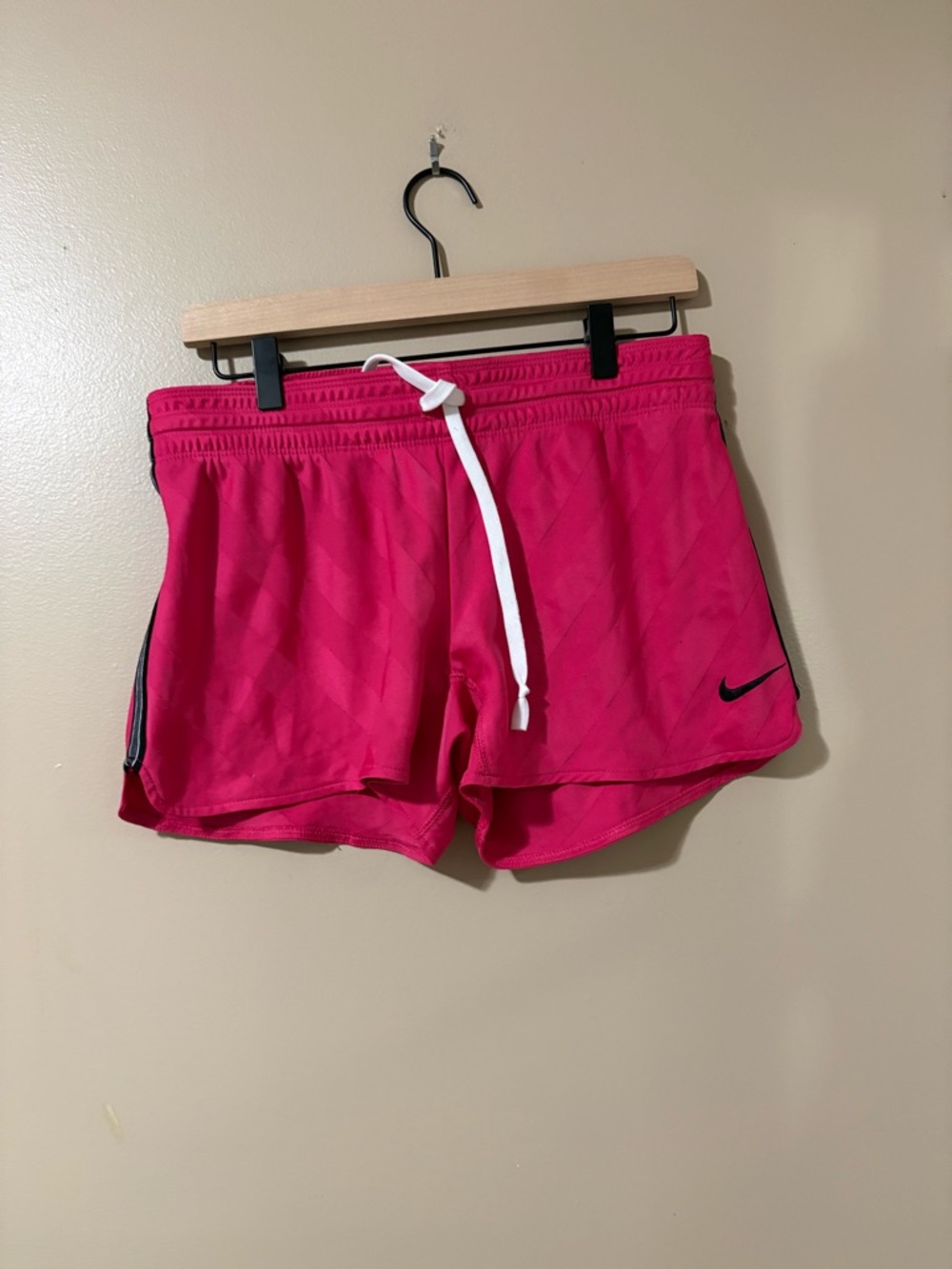 Nike Women's Hot Pink Athletic Shorts with Black Trim